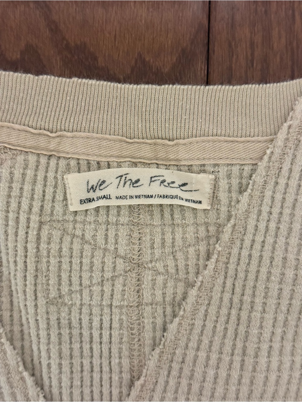 We The Free Ribbed V-Neck Sweater - Beige